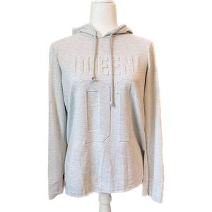 Women’s Say What? Queen 01 Hoodie Size Small Gray Sweatshirt EUC
